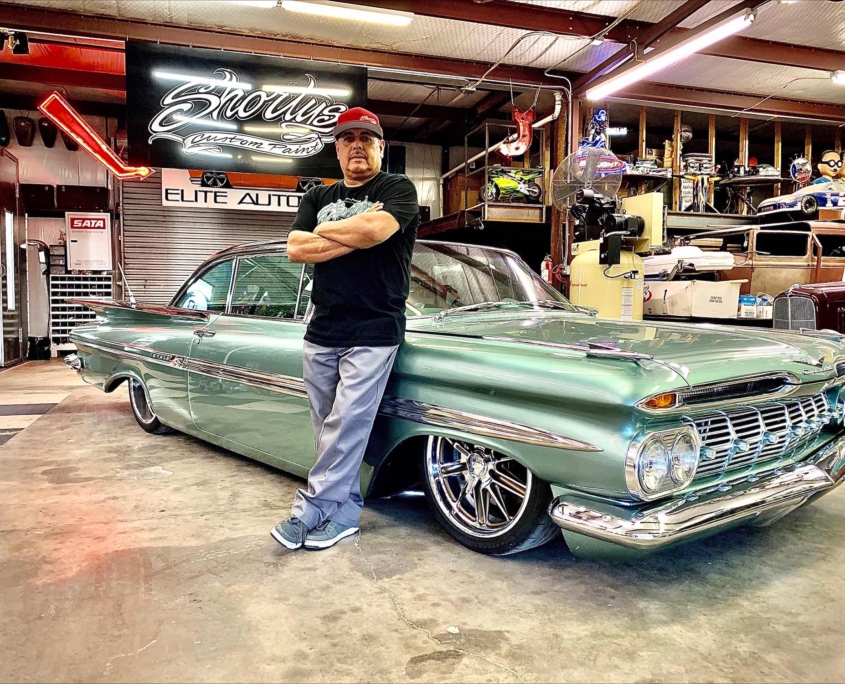 Shorty next to his 1959 Chevy Impala